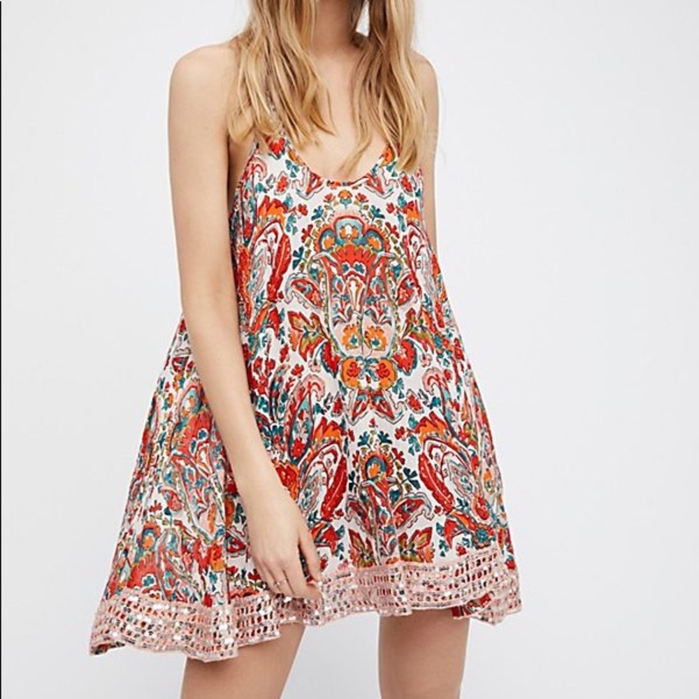Free People Sequin Hem Red Dress